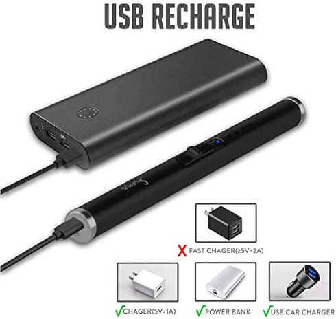 SUPRUS Lighter Electric Lighter Candle Lighter USB Type C Rechargeable Lighter with Upgraded LED Battery Display Safety Switch Flameless Plasma Windproof for Candle Cooking BBQs Fireworks