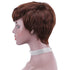 REYNA Short Straight Brown 100% Virgin Brazlian Bob Pixie Cut Wavy Non Lace Human Hair Wig with Bangs for Black Women(4#)