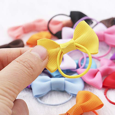 30 PCS Baby Tiny Hair Bows with Elastic Loop Ponytail Ties Pony Tail Holder Accessories for Infants Toddlers Girls Kids