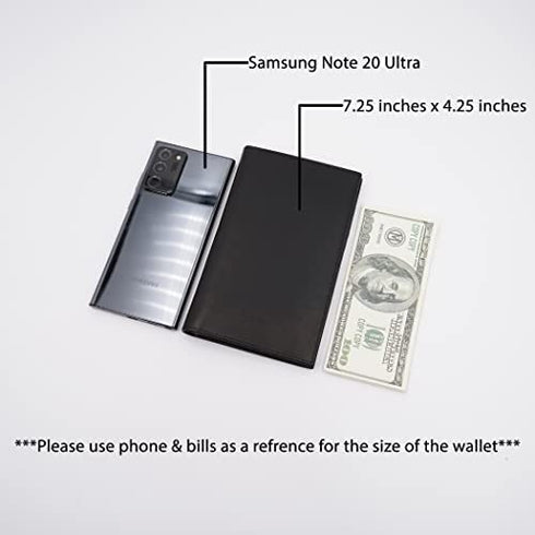 AG Wallets Genuine Leather Mens Long ID 19 Credit Card Security Wallet Black (RFID_Black)