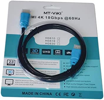 MT-VIKI 4K HDMI Cable 10ft, HDMI 2.0 Cable Cord Support 4K@60Hz, High-Speed 18Gbps, 4:4:4, Compatible for Fire TV, PS5, PS4