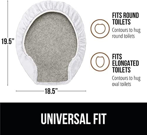 Gorilla Grip Thick Memory Foam Bathroom Toilet Lid Seat Cover, Soft Velvet Topside, Machine Wash, Plush Cushioned Covers Fits Most Size Lids, Decorative Bath Room Accessories, 19.5x18.5, Bright White