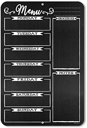 Honey Dew Gifts Chalkboard Style Menu Board 12 inch by 18 inch Tin Sign Durable and Easy Hanging on Wall