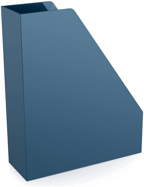 Alfion Magazine File Organizer | Holder for Desk or Bookshelf Use 2-Pack (Navy Blue)