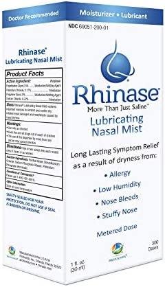 Rhinase Allergy Relief Saline Nasal Spray – Steroid Free, Dual Wetting Agent & Salt Formulation, 300 Sprays for Dry Nose, Allergy, nosebleeds from Nasal Dryness