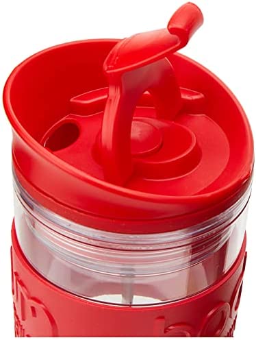 Bodum Insulated Plastic Travel French Press Coffee and Tea Mug, 0.45 L, 15oz, Red
