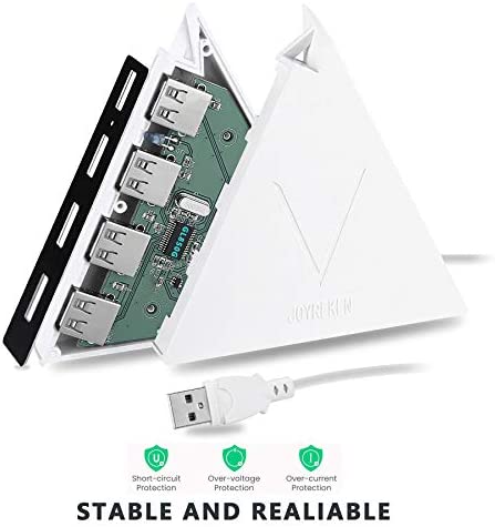 JoyReken 4-Port USB 3.0 Hub, FlyingVHUB Vertical Data USB Hub with 2 ft Extended Cable, for Mac, PC, Xbox One, PS4, PS5, iMac, Surface Pro, XPS, Laptop, Desktop, Flash Drive, Mobile HDD(Pink)