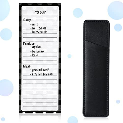 3 Pieces Magnetic Notepads Lists for Fridge, Refrigerator Grocery List, Shopping List, to-Do List, Magnetic Back-Memo Notepad with PU Leather Pen Holder, 60 Sheets, 7.9 x 3 Inch (Classic Style)