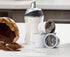 J&M Design Sugar Dispenser Shaker w/ Pour Spout For Coffee Bar Accessories , Tea Organizer Station Essentials , Coffee Gifts & Kitchen Baking w/ Easy Spoon Pouring Lid - 7.5oz Glass Jar Container Bowl