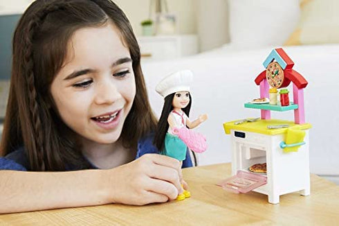 Barbie Chelsea Can Be Pizza Chef Playset with Brunette Chelsea Doll (6-in), Pizza Oven, 2 Spice Shakers, Pizza Pan & More, Great Gift for Ages 3 Years Old & Up , White