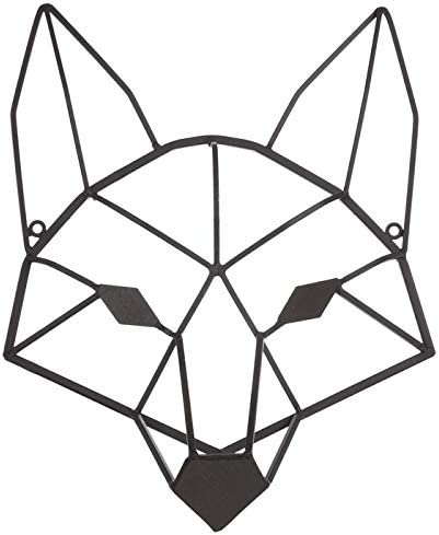 Brown Geometric Fox Head Metal Wall Decor