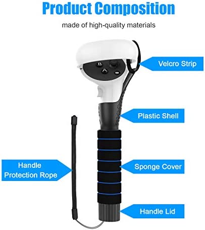 AMVR Dual Handles Extension Grips for Meta Quest 2/Quest/Rift S Controllers Playing Beat Saber Games
