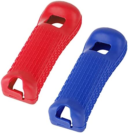 Jadebones 2X Silicone Skin Case Cover with Wrist Strap for Wii Remote Controller (Red+Blue)