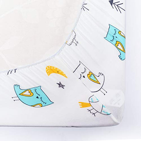 Stretchy Pack n Play Playard Sheets BROLEX 2 Pack Portable Mini Crib Sheets,Convertible Playard Mattress Cover for Baby Boys Gilrs,Ultra Soft Jersey Knit,Arrow & Owl