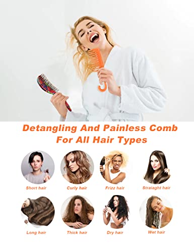 MIUSKATL Detangling Brush Set - Detangler Brush for Curly Thick Natural Straight Fine Wet or Dry Hair Wet Brush Detangling Brush with 3 Alligator Styling Sectioning Clips Hair Brushes for Women and Kids