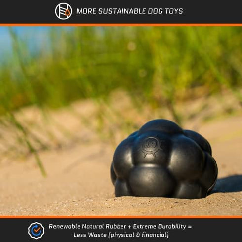 Ultra Durable Tumbler Treat Ball - Lifetime Replacement Guarantee - Aggressive Chewer Approved - Made in USA - Medium/Large Dogs - Safe & Non-Toxic Natural Rubber - Monster K9 Dog Toys