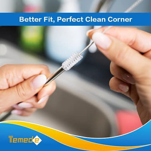 Temede Straw Cleaner Brush, 12 Inch Long Pipe Tube Cleaners, Straw Brushes for Cleaning Stainless Steel Drink Straws, Scrub Brush for Washing Metal Glass Silicone Straw Sippy Cup Small Bottle, 10pcs