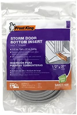 Thermwell Y3750 1/2-Inch x 37-Inch Vinyl "Y" Shaped Storm Door Bottom Replacement Insert For Aluminum Storm Doors, Gray
