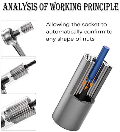 Universal Socket, Christmas Gifts, Self-adjusting Socket 1/4'' - 3/4'' 7mm-19mm, Adapter Socket for Wrench Ratchet & Power Drill, Super Grip Socket, Christmas Stocking Stuffers Tools Gifts for Men Dad
