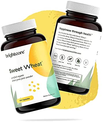 Brightcore Nutrition Sweet Wheat, Ready-to-Drink Athletic Greens, Super Greens with Digestive Enzymes for Digestive Health and Immune Boost, 180 Wheatgrass Juice Powder Capsules