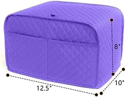 LUXJA 4 Slice Toaster Cover (12.5 x 10 x 8 inches), Toaster Cover with 2 Pockets (Fits for Most Major 4 Slice Toasters), Purple (Quilted Fabric)