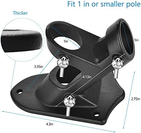 Haoridul Flag Holder Bracket, 2 Position House Flag Pole Holders, Heavy Duty Aluminum Alloy - Stainless Steel Kit - Strong and Rust Proof - 1" Inner Diameter (Matte Black-1Pack)