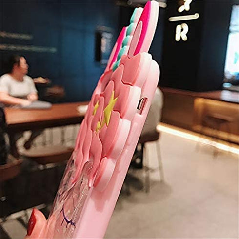 Jowhep Case for iPhone 12 Mini Silicone Carton 3D Design Cute Cover Fashion Funny Kawaii Shiny Protective Shell for iPhone 12 Mini 5.4" Animal Cool Fun Cases Girls Women Kids Pink Quicksand Unicorn