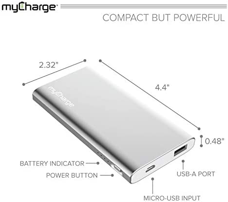 myCharge Portable Charger Power Bank - RazorPlus 4000mAh Internal Battery / 2.4A USB Port External Battery Pack for Cell Phones (Compatible with Apple iPhone, iPad, Android for Samsung Galaxy)