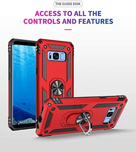 Military Grade Drop Impact for Samsung Galaxy S8 Case 5.8 inch 360 Metal Rotating Ring Kickstand Holder Built-in Magnetic Car Mount Armor Shockproof Case for Samsung Galaxy S8 Protection (Rose Gold)