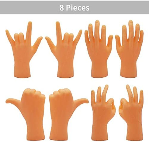 AQKILO Tiny Hands Miniature Finger Puppets with Left & Right Hand, Party Favors, Educational, TIK Tok Toys, 8 Pieces (4 Mixed Style )