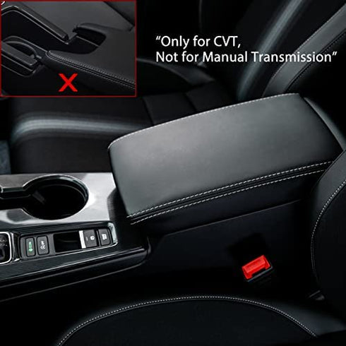 CKE for 11th Gen Civic for Honda Civic 2022 2023 Accessories Leather Auto Armrest Cover Storage Box Protector Interior Center Console Seat Cover - Black (Gray line)