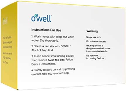 O'WELL Twist Top Lancets 33 Gauge, 300 Count | Ultra Thin Needle Lancets for Blood Glucose & Keto Testing | Box of 300 Sterile Lancets