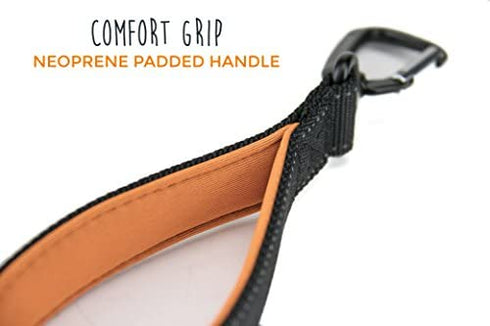 Mighty Paw Training Tab, 10” Short Dog Leash, Padded Handle, Strong Traffic Pet Lead with Carabiner Clip, Perfect for Large or Medium Dogs (Black)