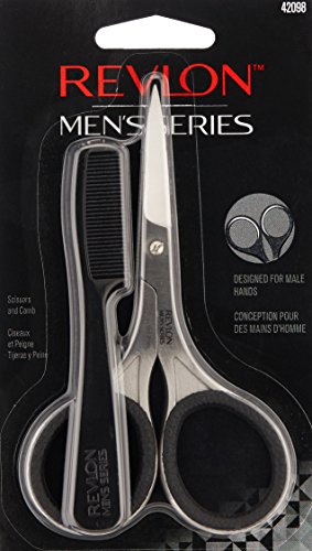 Revlon Men's Series Facial Hair Kit, includes Scissors and Comb for Trimming and Styling, Made with Stainless Steel