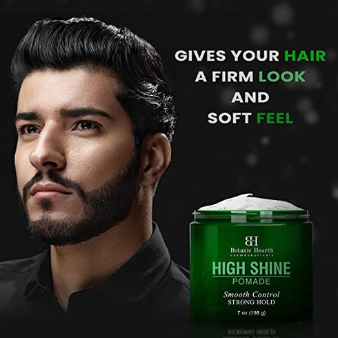 Botanic Hearth Hair Pomade - High Shine & Strong Hold - Made with a Blend of Hair Conditioning Agents & Natural Oils - Hair Styling & Texturizing Paste - Pomade for Men and Women - Made in USA - 7 oz