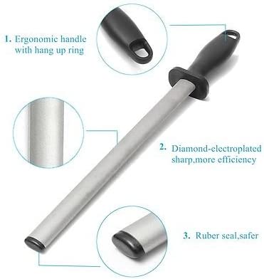 Kota Japan 12 in. Diamond Carbon Steel Professional Knife Sharpener Rod | Kitchen, Home or Hunting | Master Chef, Hunter or Home Gourmet Blade Sharpening Rod or Stick