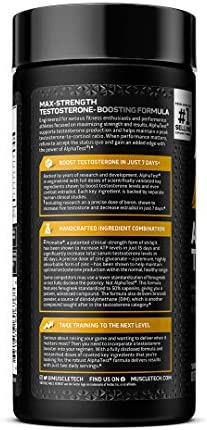 Testosterone Booster for Men | MuscleTech AlphaTest | Tribulus Terrestris & Boron Supplement | Max-Strength ATP & Test Booster | Daily Workout Supplements for Men, 120 Pills (Package May Vary)
