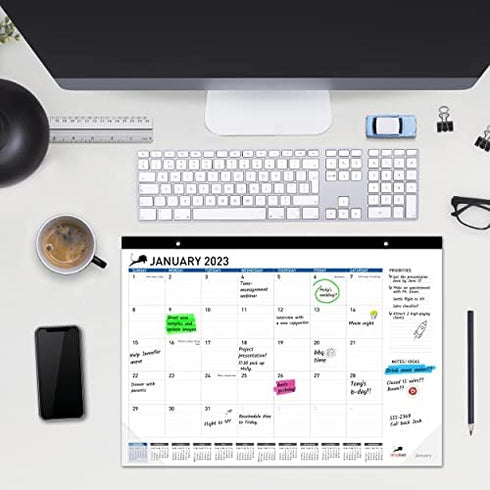 Desk Calendar 17x12 – Monthly Planning Desk Pad & Wall Calendar for Home, School and Office, Big Ink Bleed Resistance Thick Paper Desktop Teacher Calendar Planner