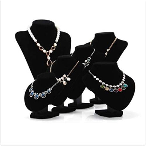 3pcs/pack 9" Black Velvet Necklace Bust Holder 1 Row Bracelet Organizer Accessories Chain Storage Display Stand Mannequin Jewelry Home Organisation for Girls Women