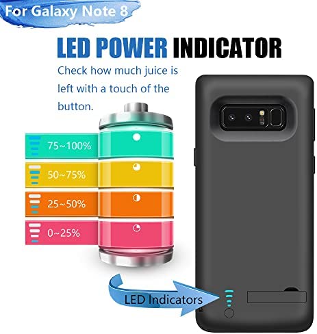 LOYTAL Battery Case for Samsung Galaxy Note 8, 6500mAh Rechargeable Battery Charging/Charger Case with S-Pen Hole, Adds 1.4X Extra Juice, Charges 2 Devices Simultaneously