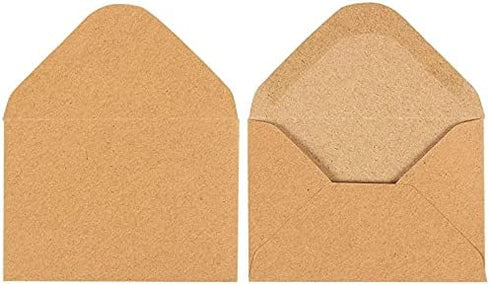 Juvale 100-Count Gift Card Envelopes Brown Kraft Mini Small Envelope for Business Cards Small Note Cards 4.1 x 2.75 Inches