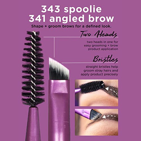 Real Techniques Eye Shade & Blend Makeup Brush Trio, For Eyeshadow & Liner, Makeup Tools for Shaping & Grooming Brows, Defined Makeup Look, Synthetic Bristles, Vegan & Cruelty-Free, 3 Count