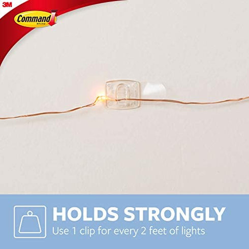 Command Indoor Mini Light Clips, Damage Free Hanging Light Clips with Adhesive Strips, No Tools Mini Wall Clips for Hanging Lights and Cables, 45 Clear Clips and 54 Command Strips