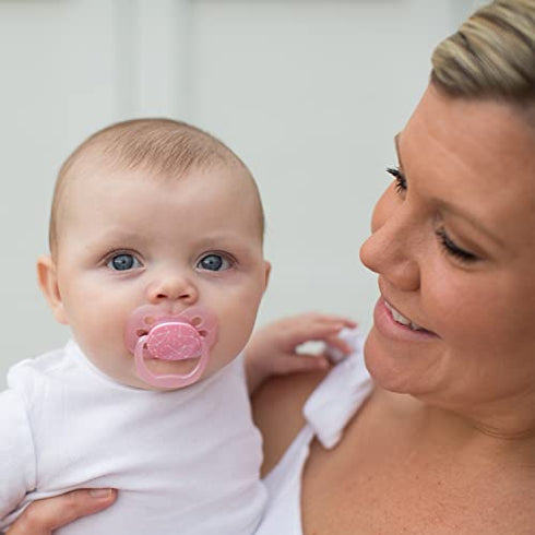 Dr. Brown's Advantage Symmetrical Pacifier with Air Flow and Pacifier Clip - Pink - 2-Pack - 0-6m
