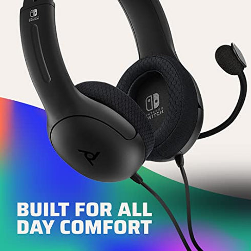 PDP Gaming LVL40 Stereo Headset with Mic for Nintendo Switch - PC, iPad, Mac, Laptop Compatible - Noise Cancelling Microphone, Lightweight, Soft Comfort On Ear Headphones, 3.5mm jack - Black