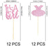 Ercadio 24 Pack It's a Girl Cupcake Toppers Pink Glitter Dress Cupcake Picks Baby Shower Gender Reveal Girls Birthday Party Cake Decorations Supplies