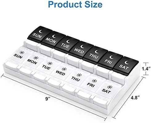 Easy Open Pill Organizer 2 Times a Day, DANYING Large 7 Day Pill Box Twice A Day, Push Button Weekly AM PM Pill Case, Day Night Pill Container, Arthritis Friendly Vitamin Organizer 2 Per Day