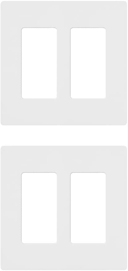 Lutron CW-2-WH-2 White Claro 2 Gang Decorator Wallplate (2 Pack) | CW-2-WH Count