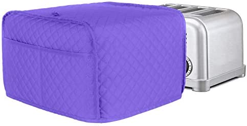LUXJA 4 Slice Toaster Cover (12.5 x 10 x 8 inches), Toaster Cover with 2 Pockets (Fits for Most Major 4 Slice Toasters), Purple (Quilted Fabric)