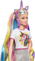 Barbie Fantasy Hair Doll, Blonde, with 2 Decorated Crowns, 2 Tops & Accessories for Mermaid and Unicorn Looks, Plus Hairstyling Pieces, for Kids 3 to 7 Years Old